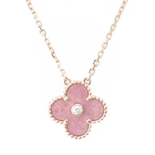 ヴァンクリーフ＆アーペル 2021 ホリデーコレクション アルハンブラ ロードナイト 1Pダイヤ RG ネックレス Au750 VCARP7TD00 ローズ ゴールド 6.5g