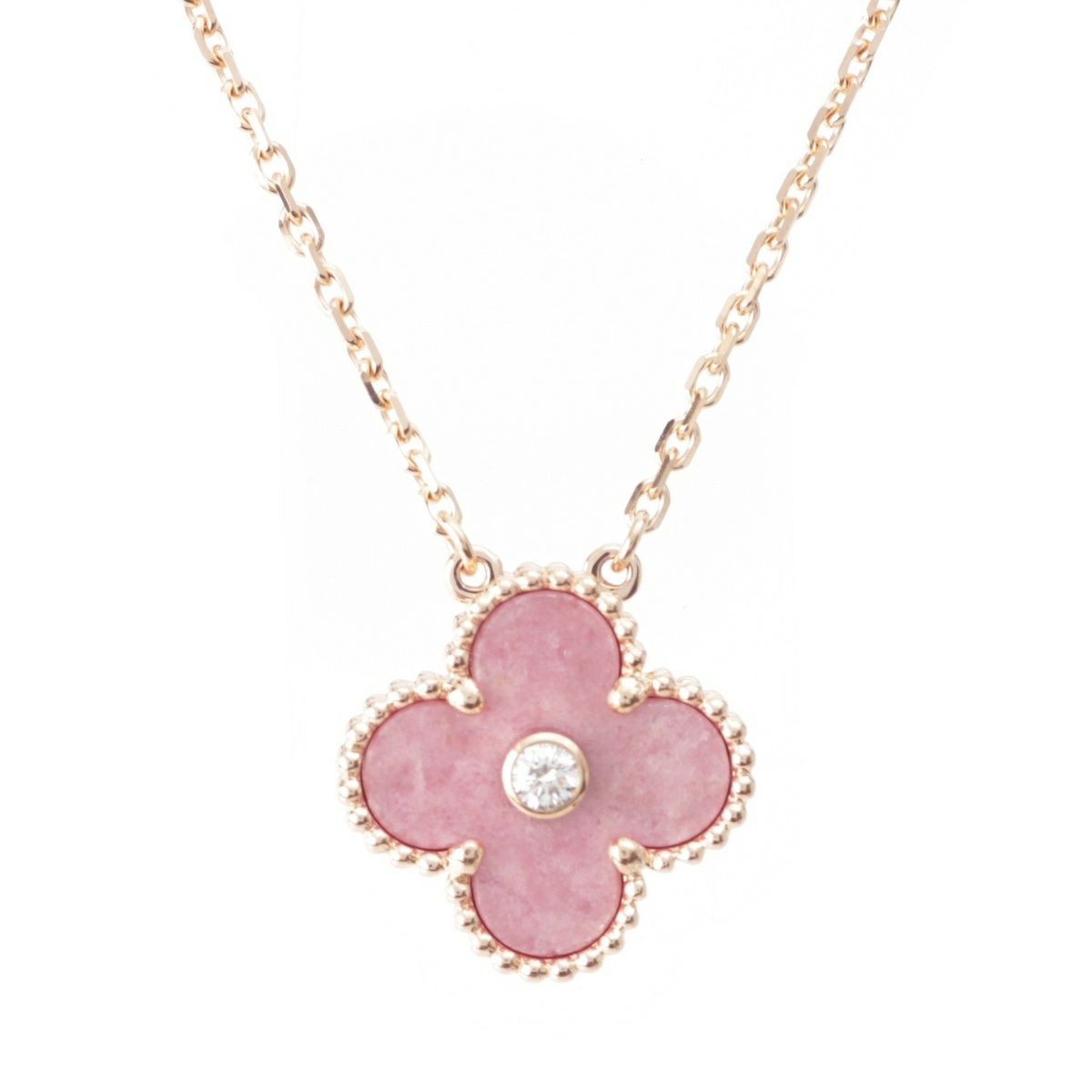 ヴァンクリーフ＆アーペル 2021 ホリデーコレクション アルハンブラ ロードナイト 1Pダイヤ RG ネックレス Au750 VCARP7TD00 ローズ ゴールド 6.5g