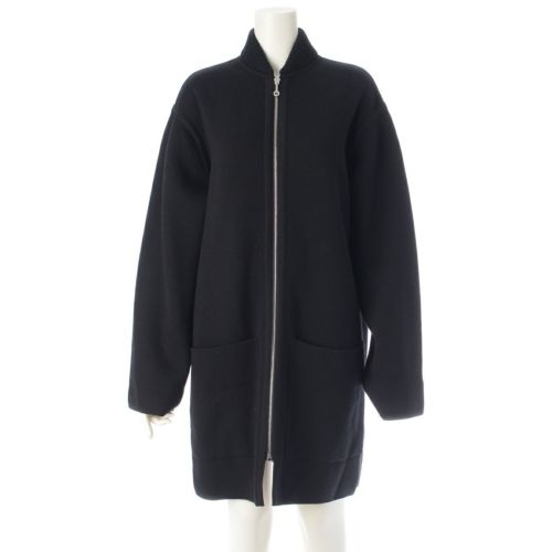 エルメス ウール バイアスH ニット ジップアップ コート アウター 4H2102D2 ブラック 36