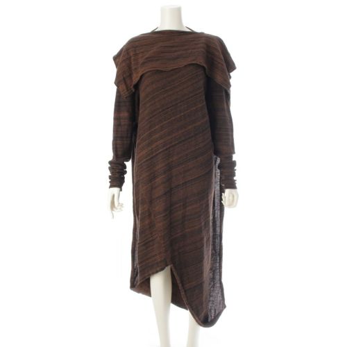 イッセイミヤケ 70s-80s オールスタイル 変形 フリーダムニットトップス ニットアクセサリー ボーダー 210 ニット ブラウン ブラック