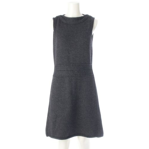 ジャンポールゴルチエ 90s ジャンポールゴルチエ ファム ウール 変形 ボートネック トリム ニット ミニ ドレス ワンピース ダークグレー 40