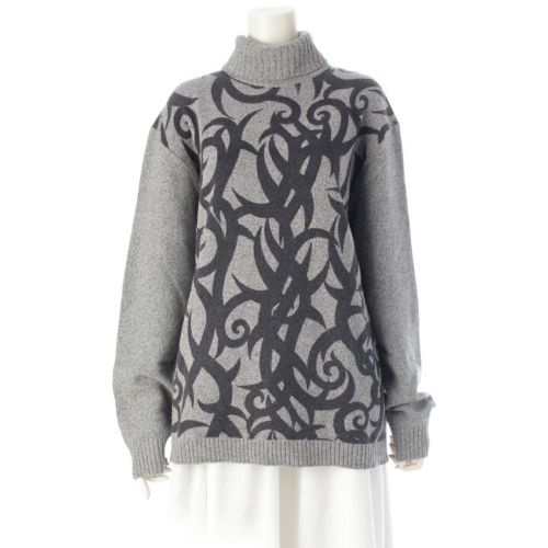 ジャンニ・ヴェルサーチェ トライバルカモ ハイネック ニット セーター グレー 54