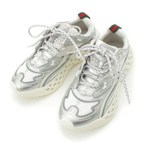 グッチ 25SS cub3d キューブド メッシュ デメトラ スニーカー シューズ 828059 グレー シルバー 4.5