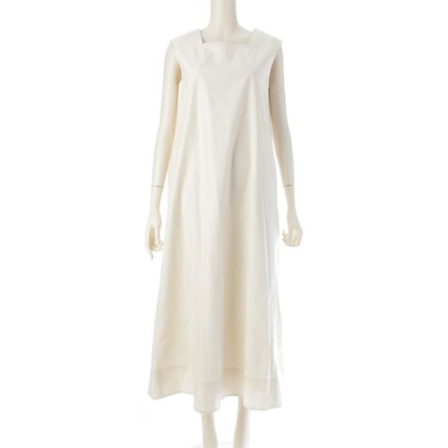 ドゥロワー コットン スクエアネック ロング ノースリーブ ワンピース ドレス 6526-234-1392 ホワイト 36