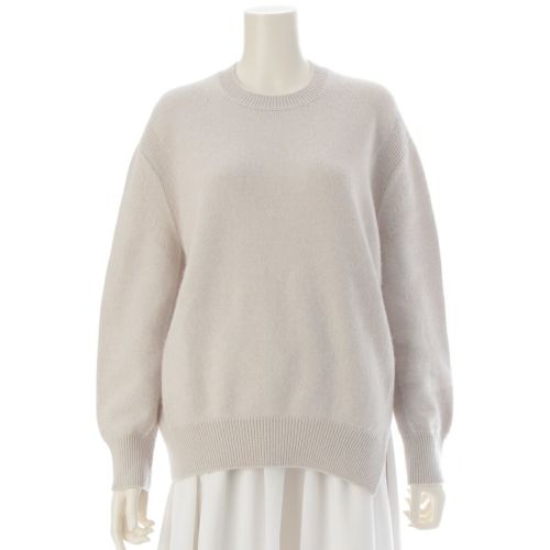 ドゥロワー 23AW カシミヤ 7G 天竺編み オーバーサイズ アシンメトリー クルーネック セーター トップス 6513-106-1040 ライトグレー グレージュ F