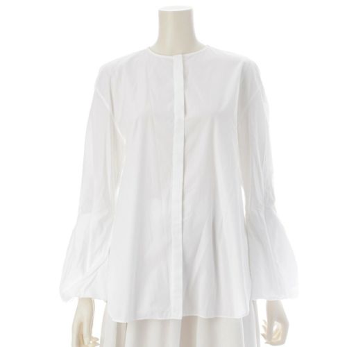 ドゥロワー コットン バルーンスリーブ ノーカラー ブラウス シャツ トップス 6511-299-0517 ホワイト 36