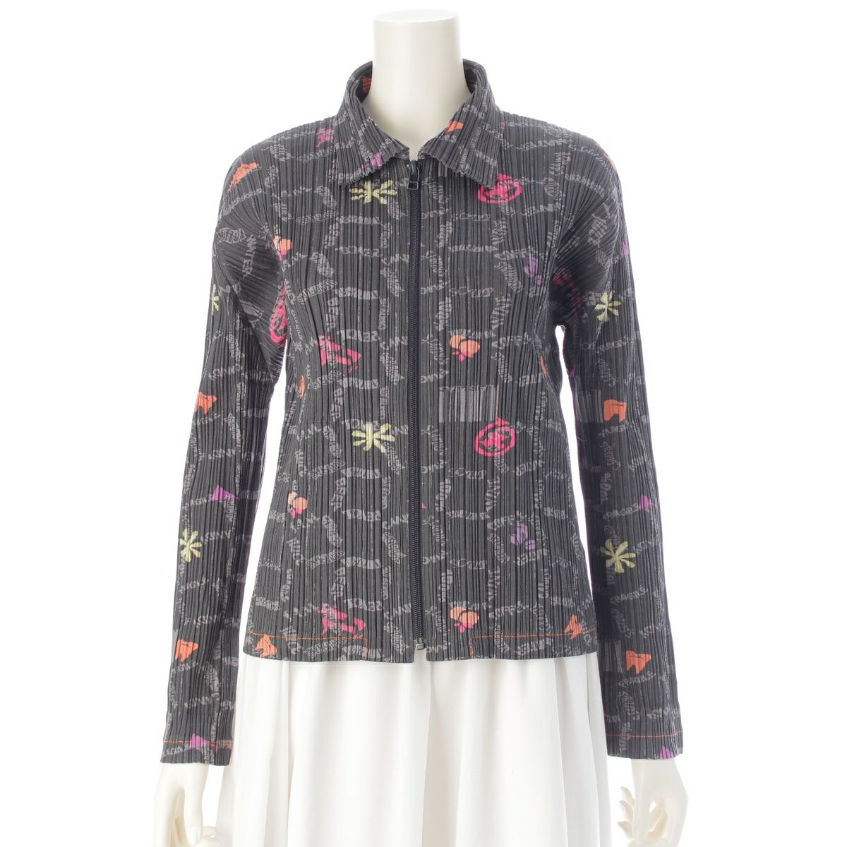 プリーツプリーズ イッセイミヤケ 08AW 総柄 ジップアップ ジャケット  