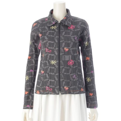 プリーツプリーズ イッセイミヤケ 08AW 総柄 ジップアップ ジャケット カーディガン PP83-JC561 グレー 4