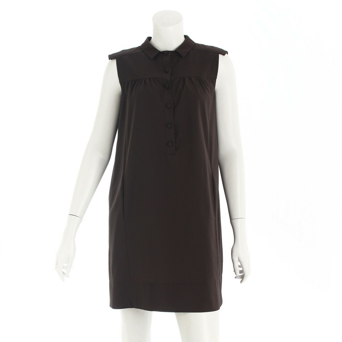 FOXEY NEW YORK ノースリーブワンピース ブラウン 美品 FOXEY NEW YORK フォクシーニューヨーク ドレス フレア