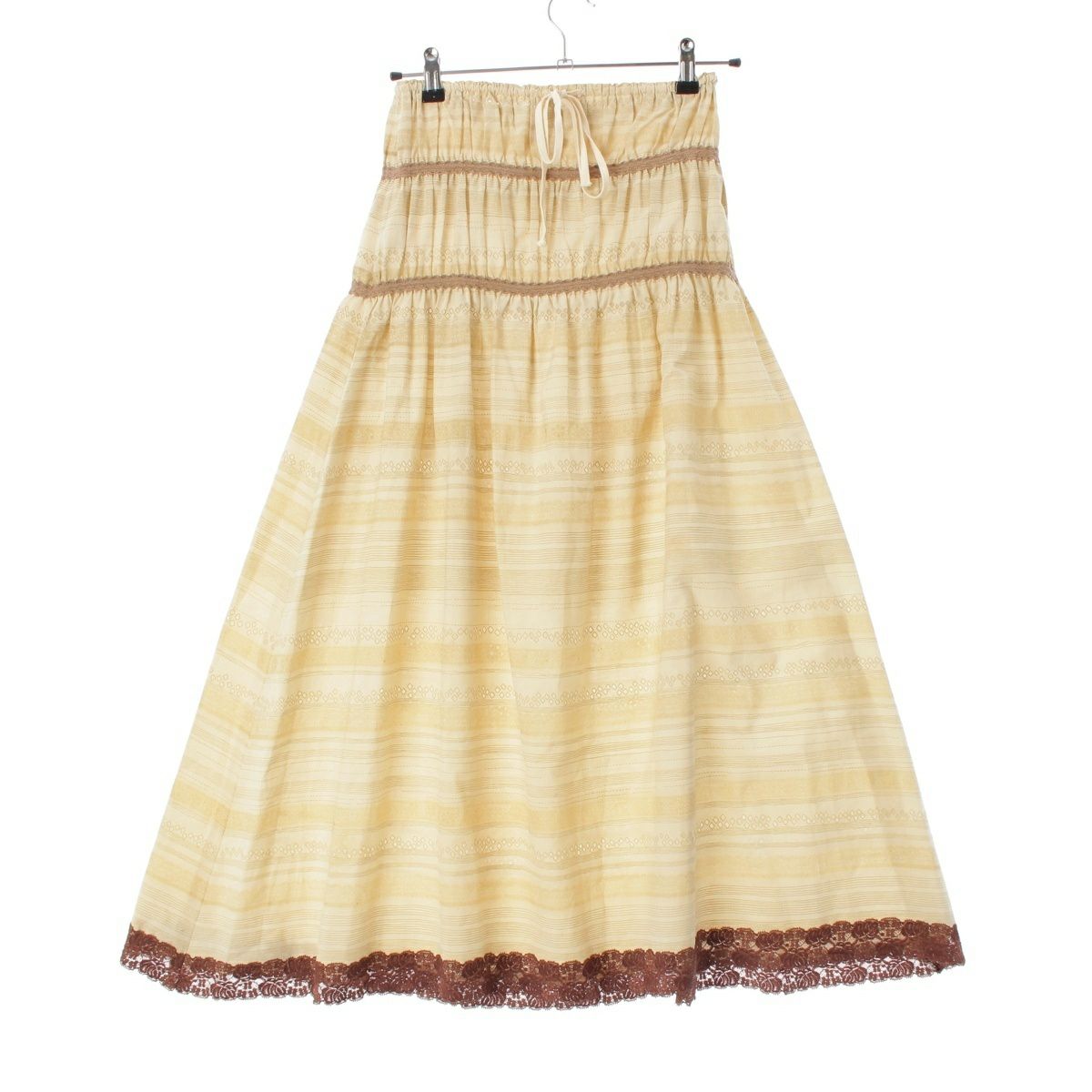 ジャンポールゴルチエ コットン レース刺繍 フレア ロングスカート  