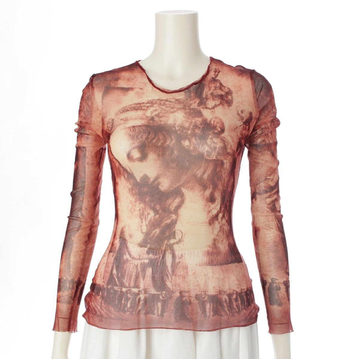 ジャンポールゴルチエ クラシック classique パワーネット 聖母マリア カットソー 長袖 トップス レッド系 40