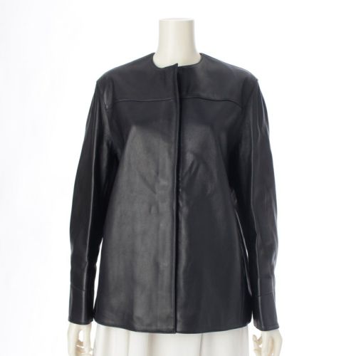 ドゥロワー レザー ノーカラー ライダース ジャケット 6522-299-0875 ブラック 36