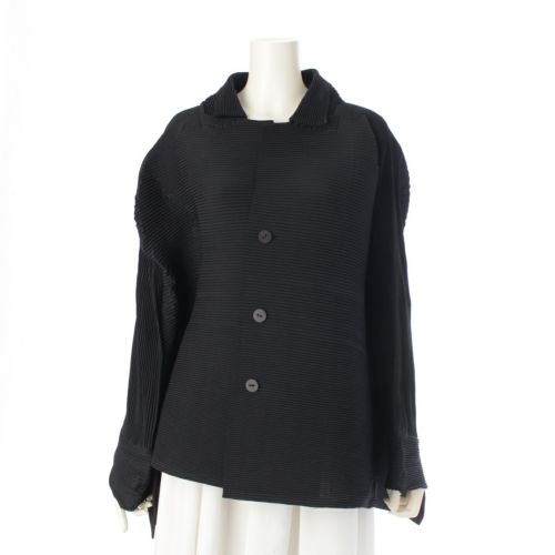 イッセイミヤケ 96SS 横プリーツ 変形 Aライン ジャケット アウター IM61-FD903 ブラック L