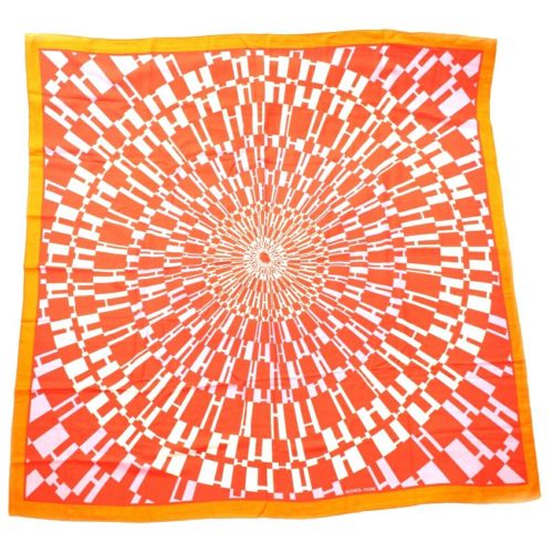 エルメス カレジェアン 140 カシミヤ シルク OPH オプH Hロゴ ストール オレンジ