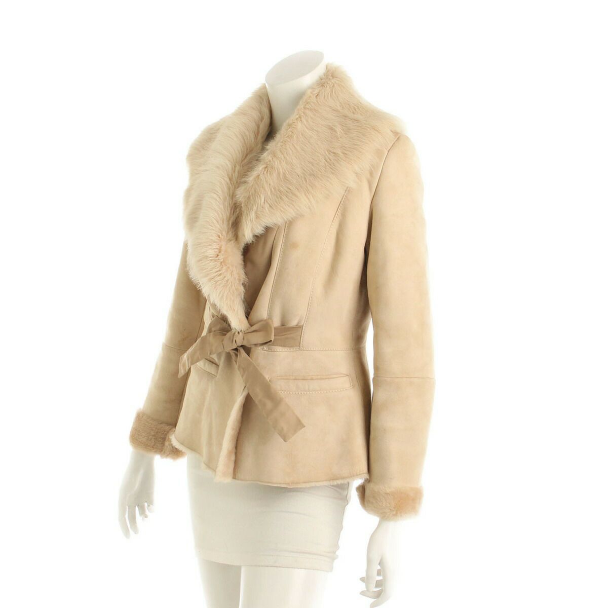 マックス マーラ(Max mara) ムートンジャケット ベージュ 38 | 中古