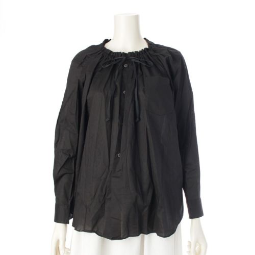 コムデギャルソン AD2016 コットン ギャザーネック 長袖 ブラウス トップス GR-B023 ブラック XS