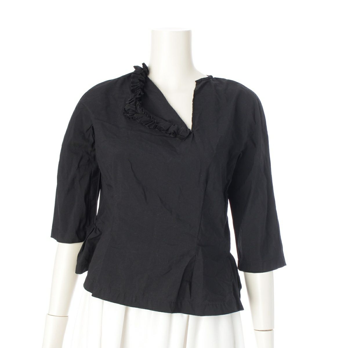 コムデギャルソン コムデギャルソン AD2017 コムコム フリル デザイン カラー ブラウス トップス RA-B005 ブラック XS