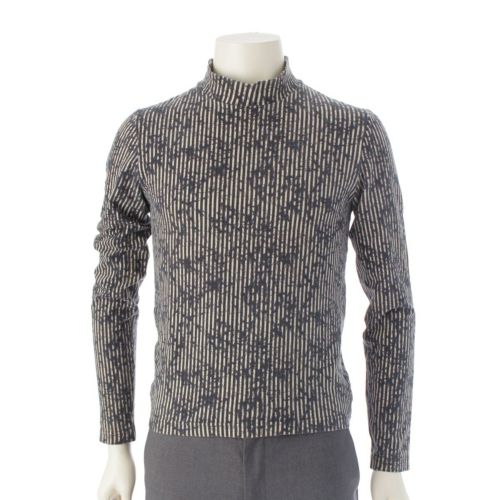 ジャンポールゴルチエ オム ストライプ 有刺鉄線調 総柄 タートルネック トップス チャコール 48