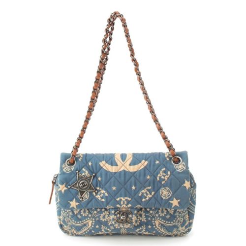 シャネル 2014 パリダラス ココマーク ペイズリー バンダナ チェーン ショルダーバッグ ブルー