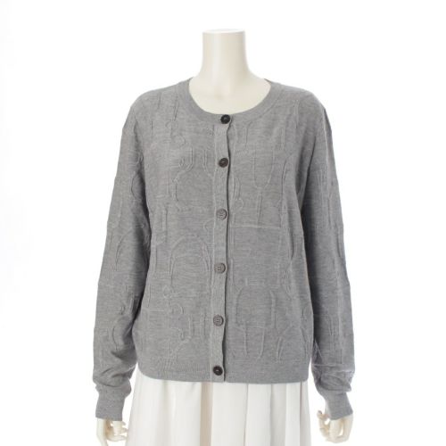 エルメス カシミヤ×シルク セリエボタン ニット カーディガン トップス 07-7722 グレー 44