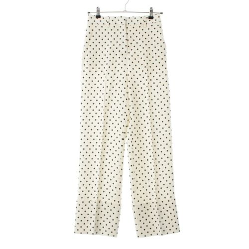ヴァレンティノ ポルカドット スラックス パンツ ボトムス オフホワイト ブラック 36
