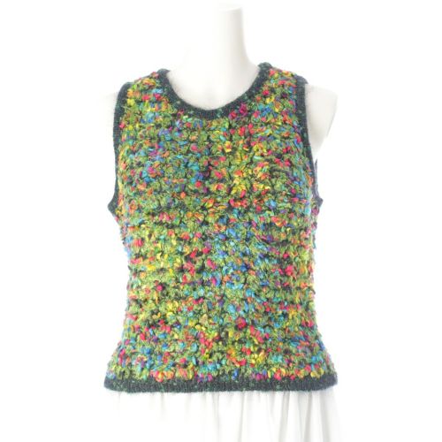 シャネル 97A アクリル ウール ナイロン モヘア ノースリーブ ニット トップス P09373 マルチカラー 40