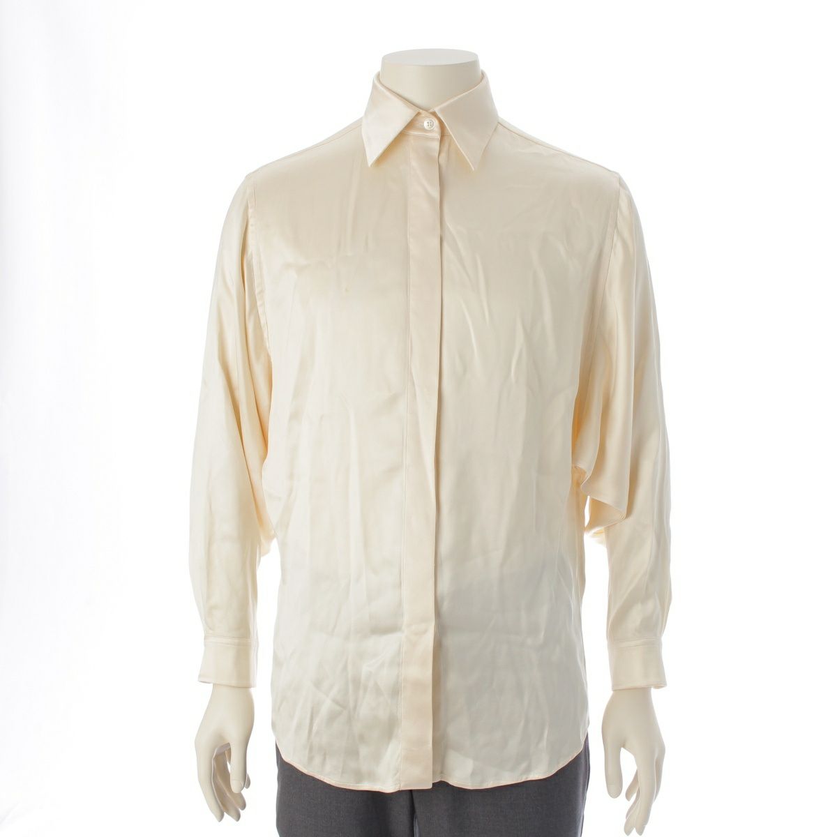 エルメス シルク マルジェラ期 ヴィンテージ 長袖シャツ トップス アイボリー オフホワイト 38