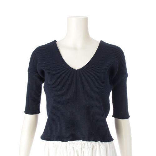 コムデギャルソン 92SS AD1991 フラット 平面 Vネック 半袖 カットソー EN-10004M ネイビー M