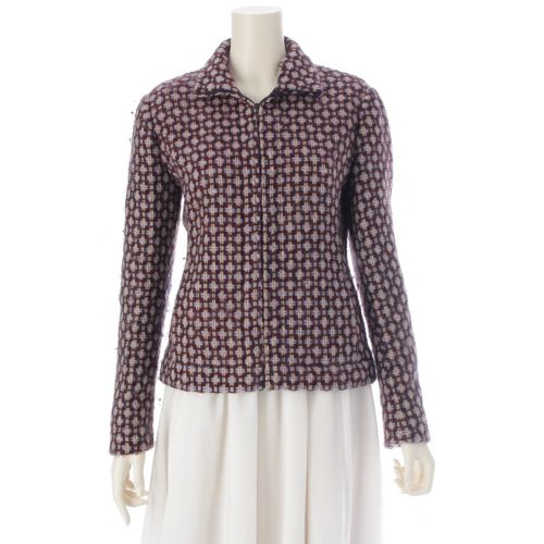 ミュウミュウ ウール アーカイブ ファンシー ツイード ニット ブルゾン アウター マルチカラー 46