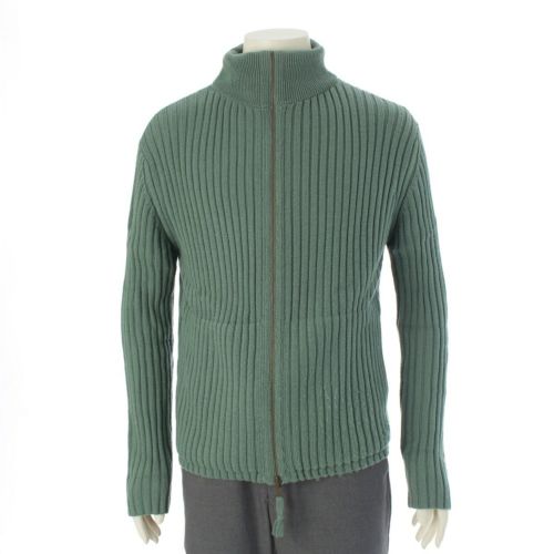 ジャンポールゴルチエ オム ウール ジップアップ ドライバーズ リブニット ドッキング カーディガン グリーン 48