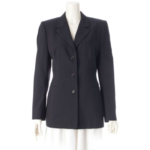 プラダ ウール 3B ストライプ テーラードジャケット ネイビー 44