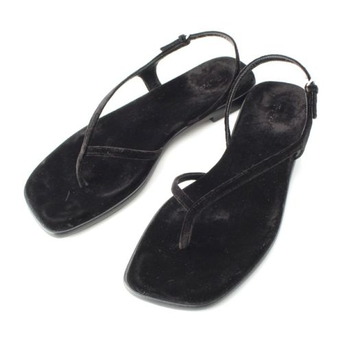 ザロウ ベルベット CONSTANCE FLAT フラット サンダル F1197 ブラック 37 1/2