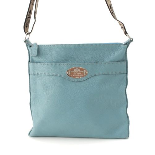 フェンディ セレリア レザー ショルダーバッグ ライトブルー