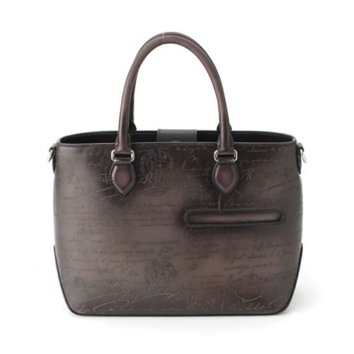 ベルルッティ トゥジュール レザー 2wayハンドバッグ カリグラフィ スクリット パティーヌ ハンドバッグ グレー XS