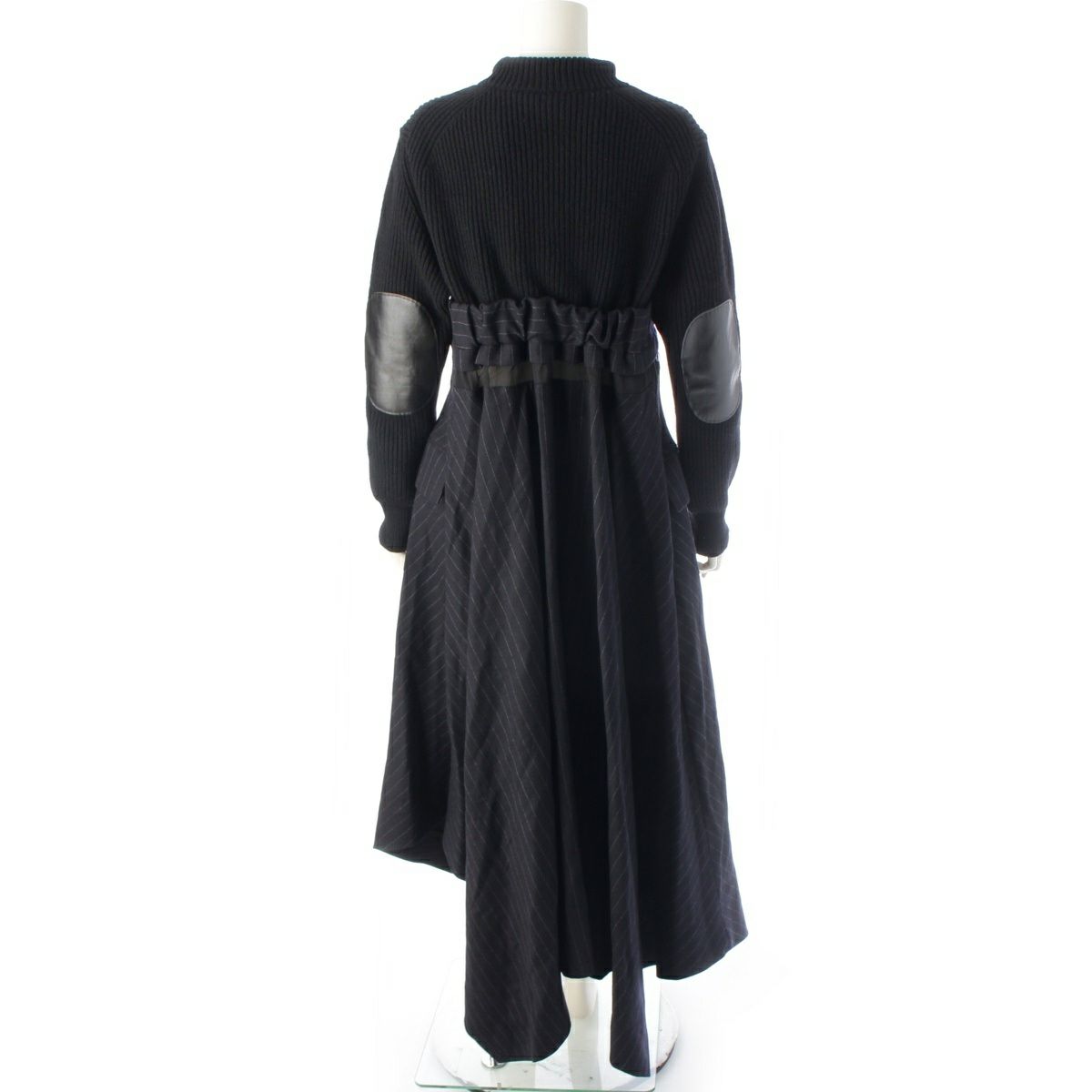 サカイ Wool Knit × Chalk Stripe 切替 ワンピース ドレス 22-06327