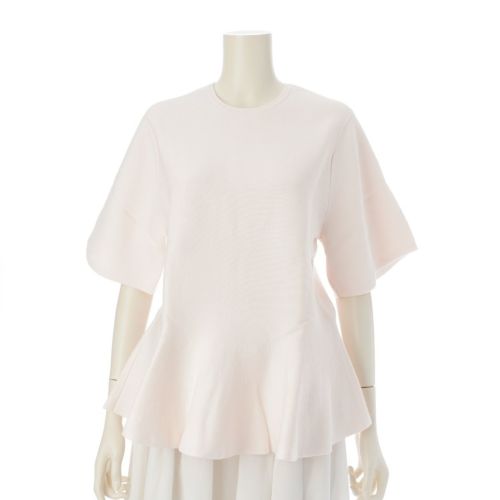 ドゥロワー 23SS コットン 16Gミラノ編み ヘムフレア ショートスリーブ トップス ニット 6518-106-1079 ピンク