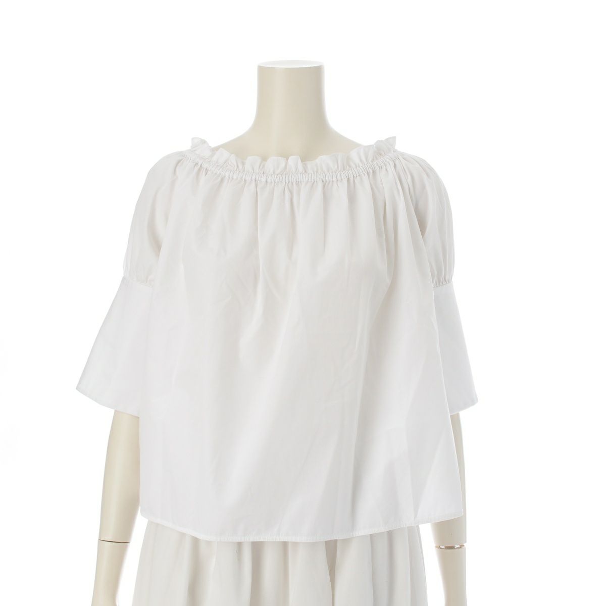 ディオール 21AW コットン オフショルダーオフショルダー ブラウス 151B70A3356 ホワイト 42