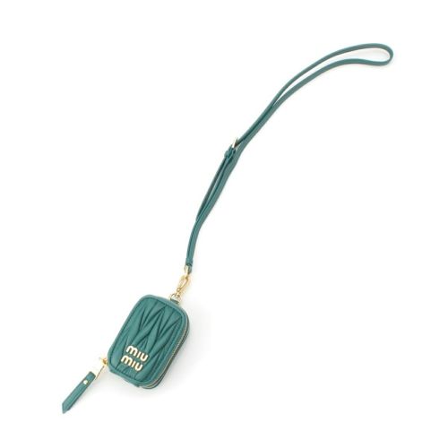 ミュウミュウ レザー ロゴ マテラッセ ネックミニ ラグーナ ポーチ 5TT172 グリーン