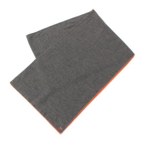 エルメス シルク混カシミヤ アレルトゥール マフラー グレー×オレンジ