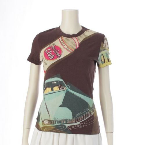 ディオール ガリアーノ期 2002 ストリートシック 半袖Ｔシャツ ロゴ ブラウン 36