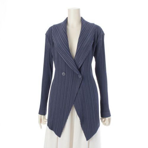 イッセイミヤケ 93SS プリーツ カーブ テーラードジャケット アウター IM31-FD617 ネイビー L