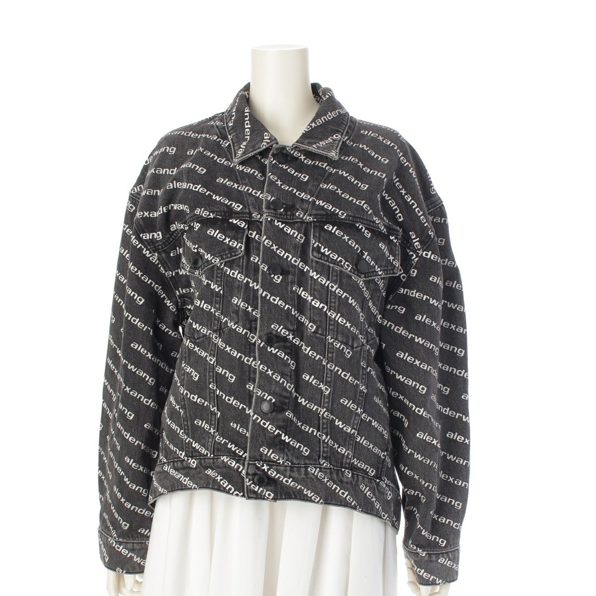 アレキサンダーワン コットン ロゴ デニムジャケット Gジャン アウター ブラック L