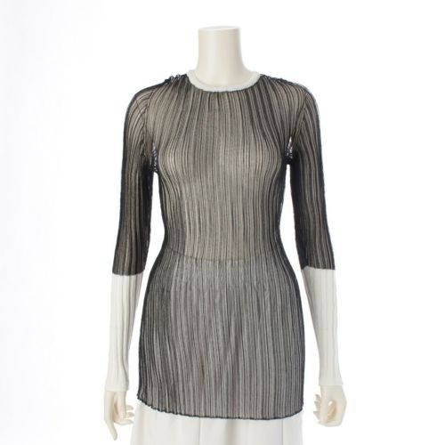 シーエフシーエル 23SS LUCENT TOP1 シアー 切替 ニット 長袖 トップス CF005KN052 ブラック×ホワイト 3