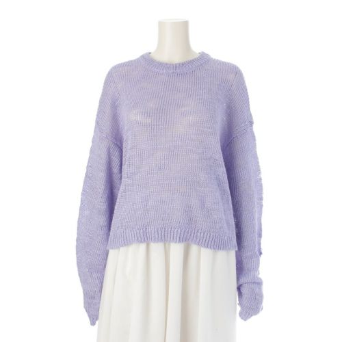 ブラミンク 24SS リネン シルク 3Gロングスリーブニット セーター トップス 7913-106-0291 ラベンダー パープル系 38