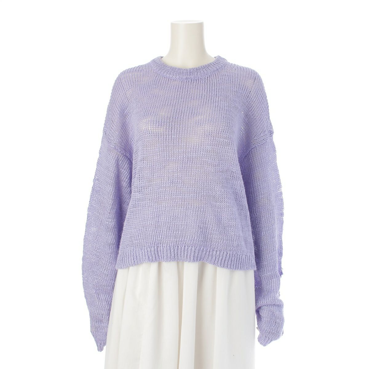 ブラミンク 24SS リネン シルク 3Gロングスリーブニット セーター トップス 7913-106-0291 ラベンダー パープル系 38