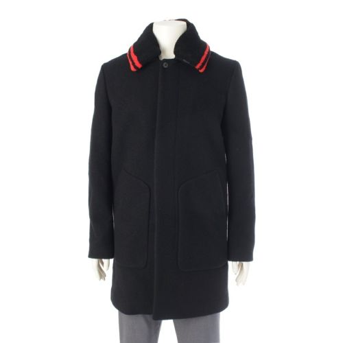 アレキサンダーワン ウール ラインデザイン コート ブラック 46