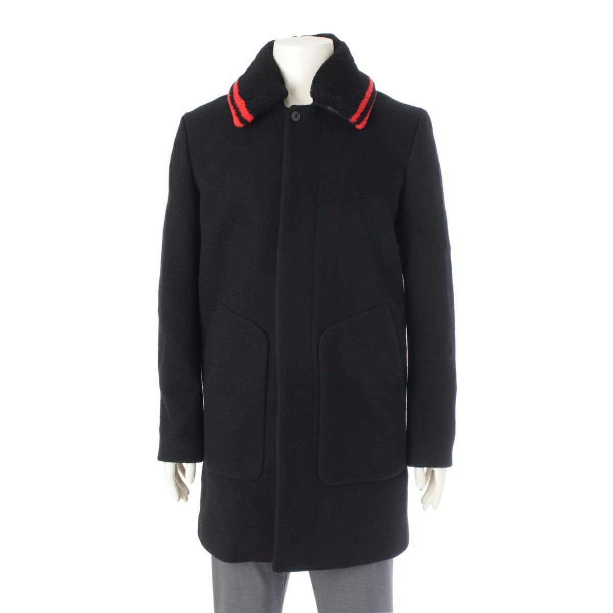 アレキサンダーワン ウール ラインデザイン コート ブラック 46