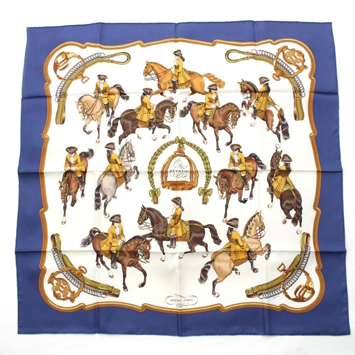 エルメス シルク カレ90 REPRISE リピート スカーフ ブルー