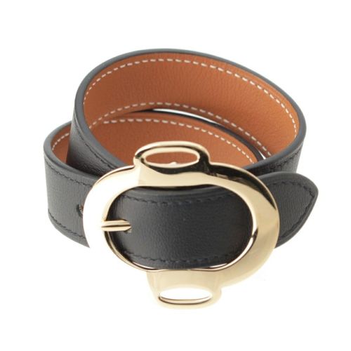 エルメス C刻 ブックルリ レザー ゴールドバックル ブレスレット ブラック ブラウン