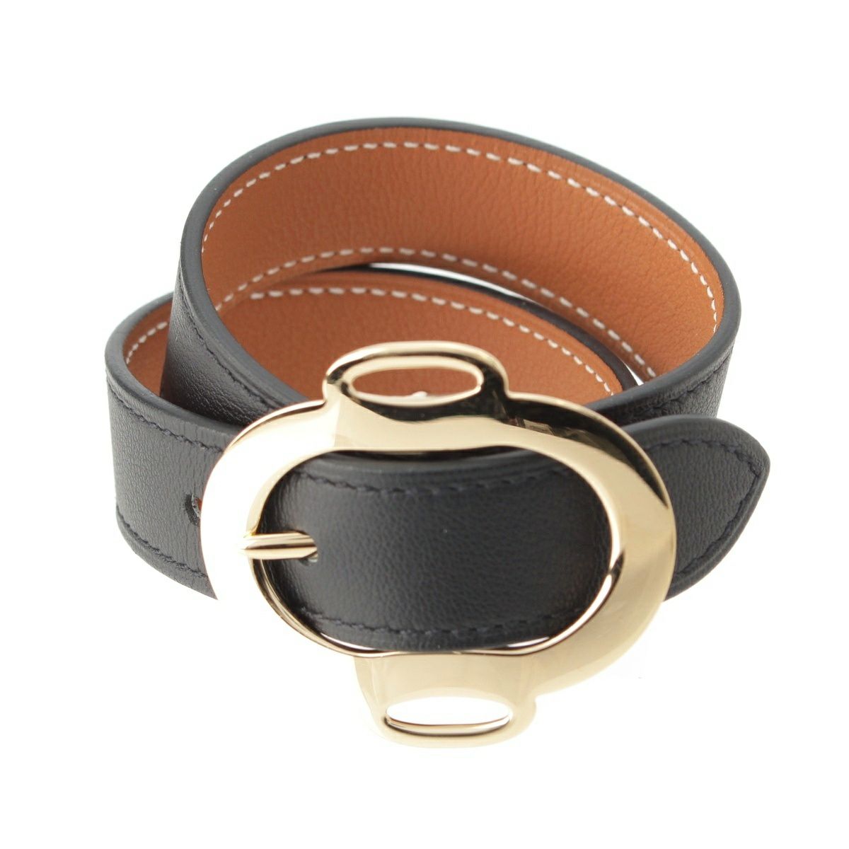 エルメス C刻 ブックルリ レザー ゴールドバックル ブレスレット ブラック ブラウン